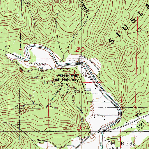 Topographic Map of Alsea River Hatchery, OR