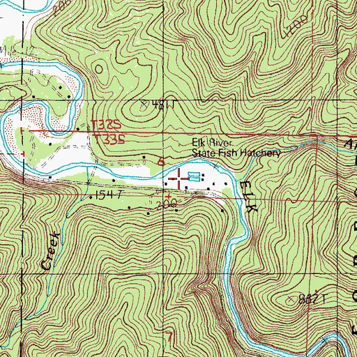 Topographic Map of Elk River State Fish Hatchery, OR