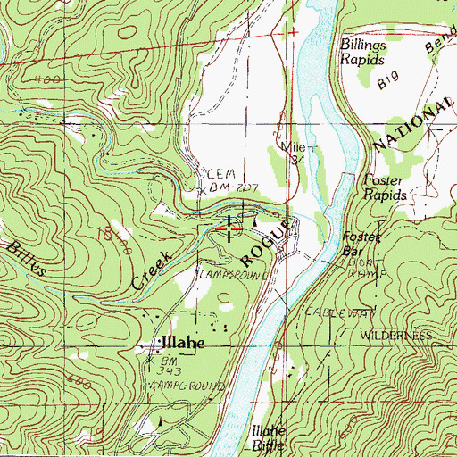 Topographic Map of Foster Bar Recreation Site, OR