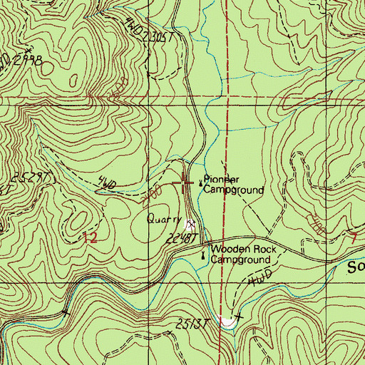Topographic Map of Pioneer Recreation Site, OR