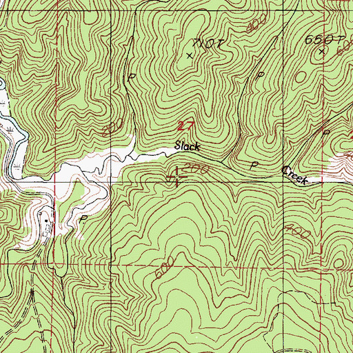 Topographic Map of Slack Creek, OR