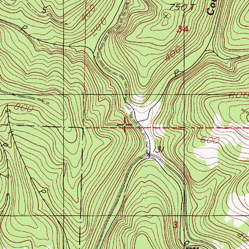 Topographic Map of Cougar Creek, OR