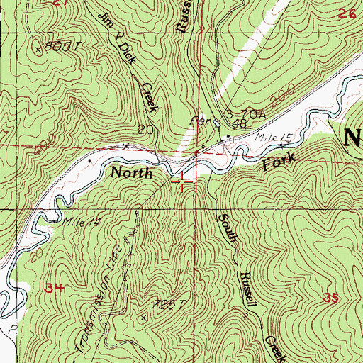 Topographic Map of South Russell Creek, OR