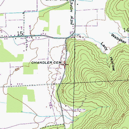 Topographic Map of Chandler Cemetery, AL