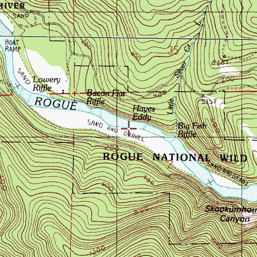 Topographic Map of Hayes Eddy, OR