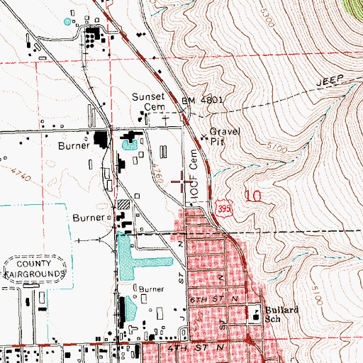 Topographic Map of Independent Order of Odd Fellows Cemetery, OR