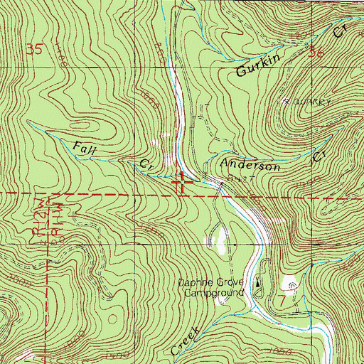 Topographic Map of Anderson Creek, OR