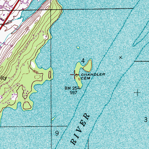 Topographic Map of Chandler Cemetery, AL