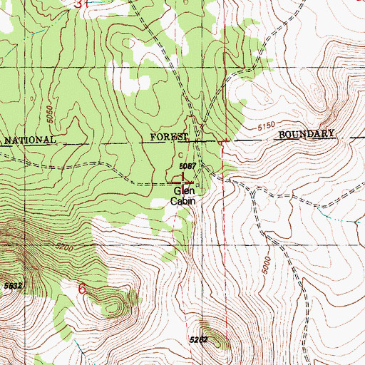 Topographic Map of Glen Cabin, OR