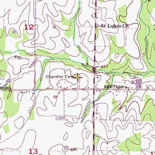 Topographic Map of Chandler Cemetery, AL