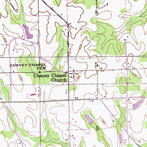 Topographic Map of Chaney Chapel Church, AL