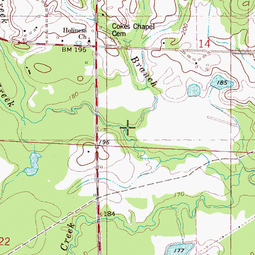 Topographic Map of Chapel Branch, AL