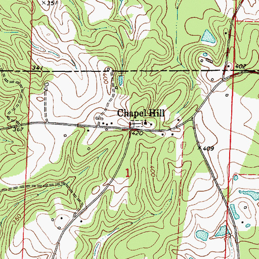 Topographic Map of Chapel Hill, AL