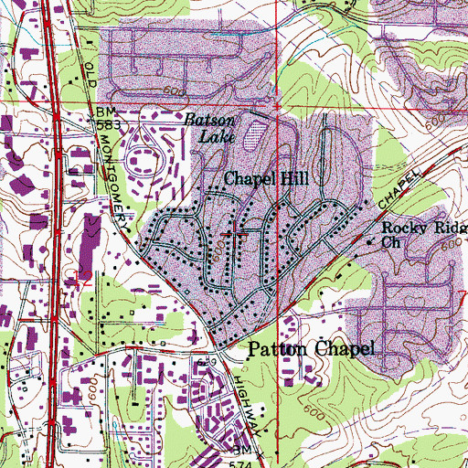 Topographic Map of Chapel Hill, AL