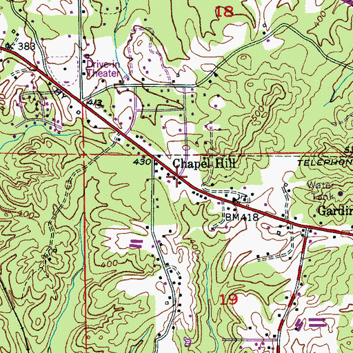 Topographic Map of Chapel Hill, AL
