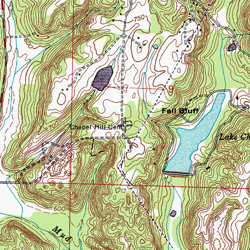 Topographic Map of Chapel Hill Cemetery, AL