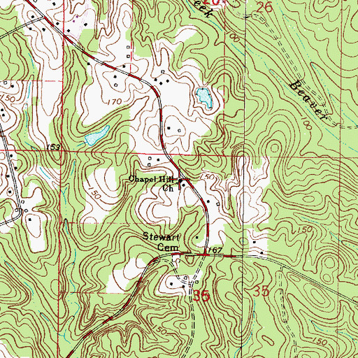 Topographic Map of Chapel Hill Church, AL