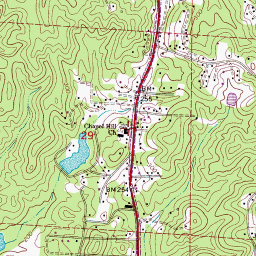Topographic Map of Chapel Hill Baptist Church, AL