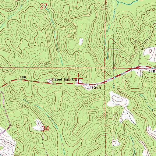 Topographic Map of Chapel Hill Baptist Church, AL