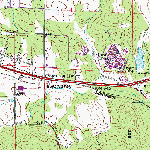Topographic Map of Chapel Hill Church, AL