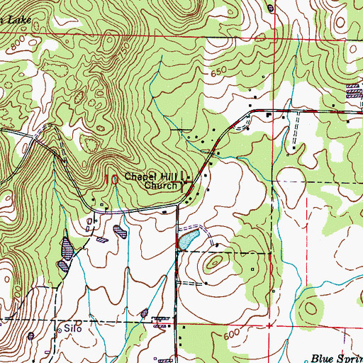Topographic Map of Chapel Hill Methodist Church, AL
