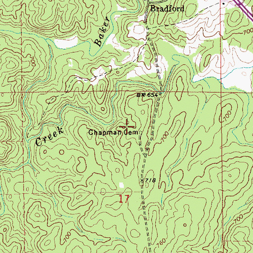 Topographic Map of Chapman Cemetery, AL