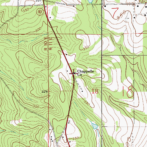 Topographic Map of Chappelle Church, AL