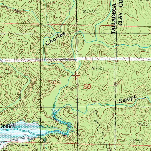 Topographic Map of Charles Branch, AL