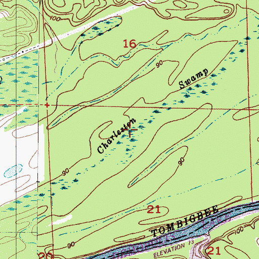 Topographic Map of Charleston Swamp, AL