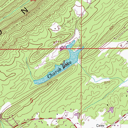 Topographic Map of Charob Lake, AL