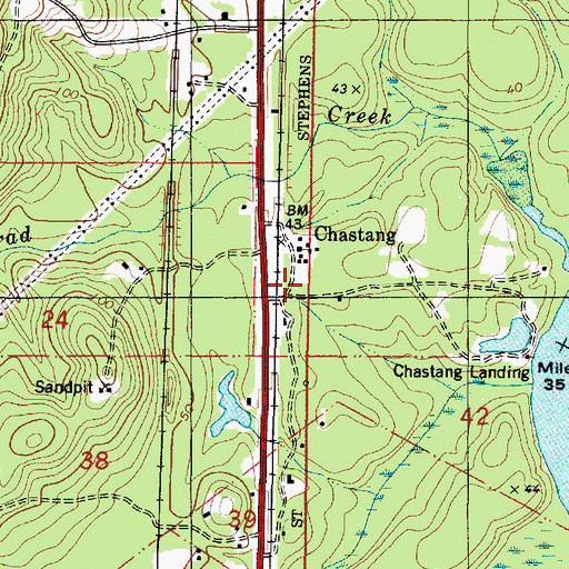 Topographic Map of Chastang, AL