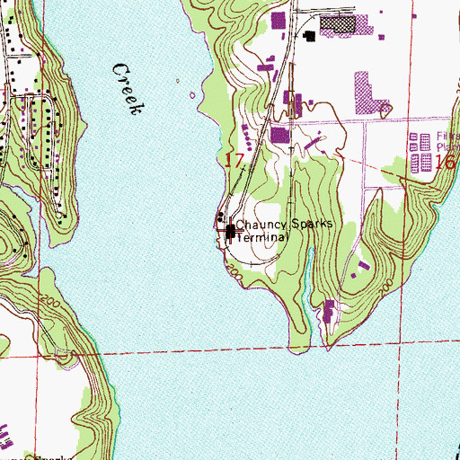 Topographic Map of Chauncy Sparks Termina, AL