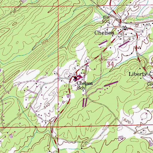 Topographic Map of Chelsea High School, AL