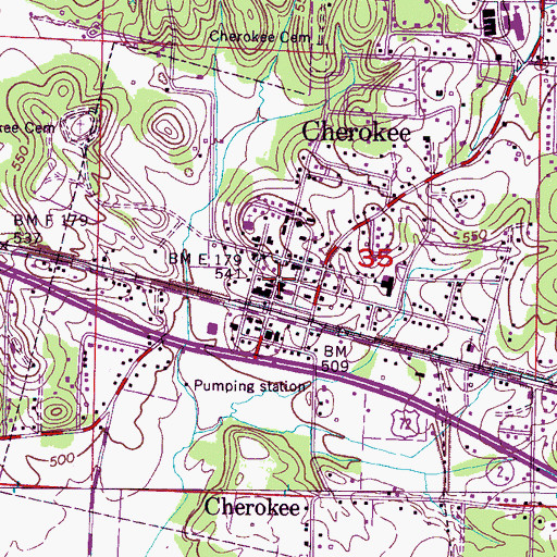 Topographic Map of Cherokee, AL
