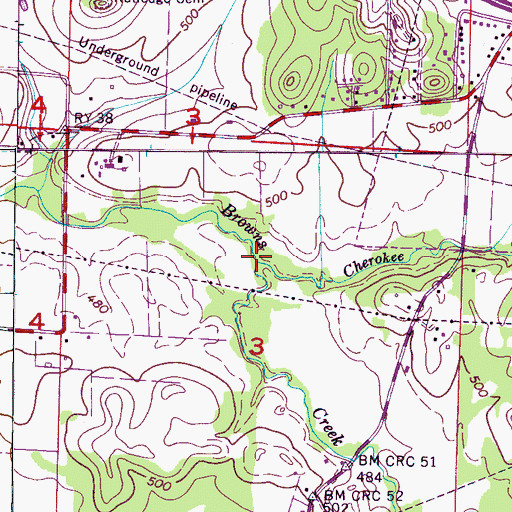 Topographic Map of Cherokee Branch, AL