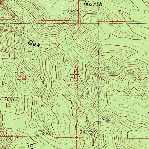Topographic Map of South Fork Oak Canyon, AZ