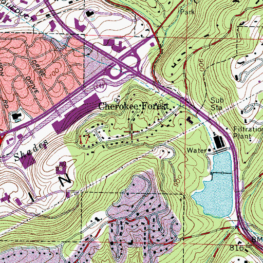 Topographic Map of Cherokee Forest, AL