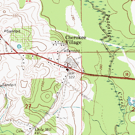 Topographic Map of Cherokee Village, AL