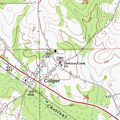 Topographic Map of Chestnut Creek Baptist Church, AL