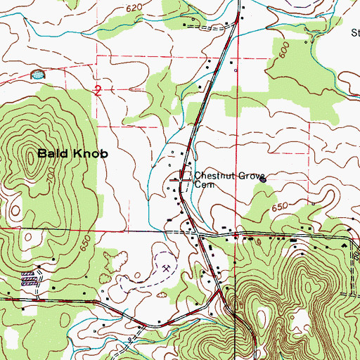 Topographic Map of Chestnut Grove Cemetery, AL