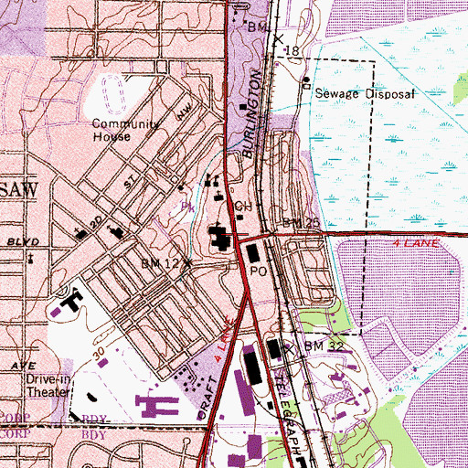 Topographic Map of Chickasaw, AL
