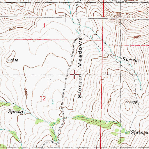 Topographic Map of Stergen Meadows, OR