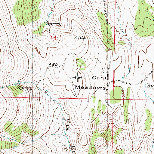 Topographic Map of Ten Cent Meadows, OR