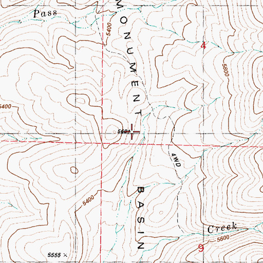 Topographic Map of Monument Basin, OR