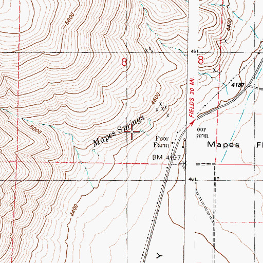 Topographic Map of Mapes Springs, OR