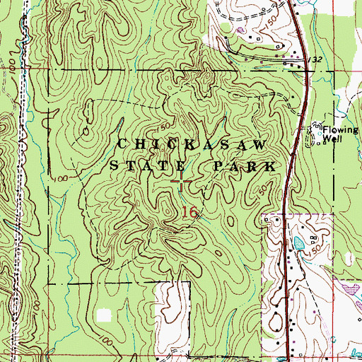 Topographic Map of Chickasaw State Park, AL
