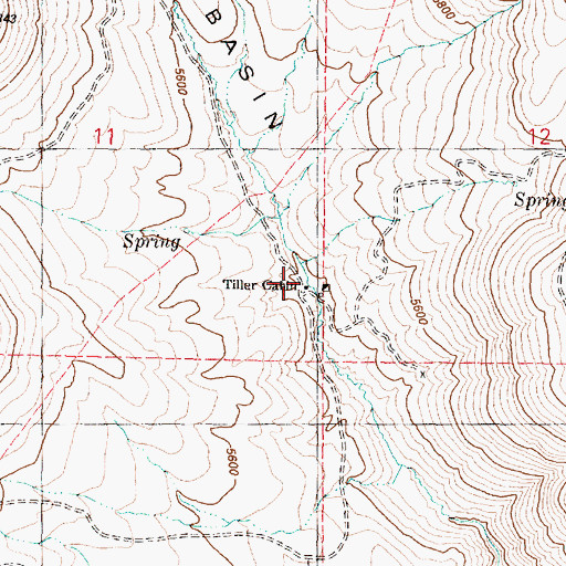 Topographic Map of Tiller Cabin, OR