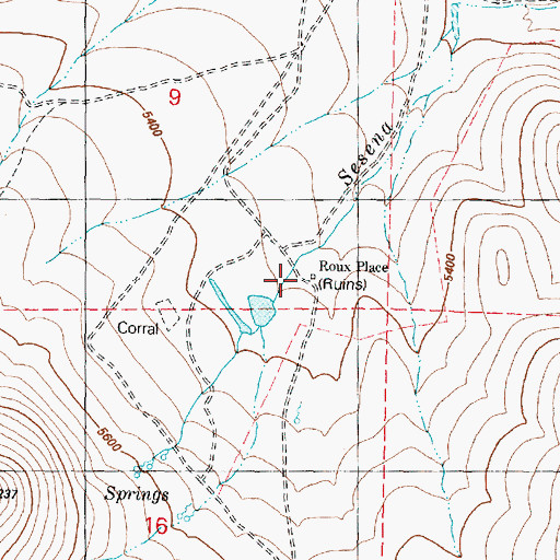 Topographic Map of Roux Place (historical), OR