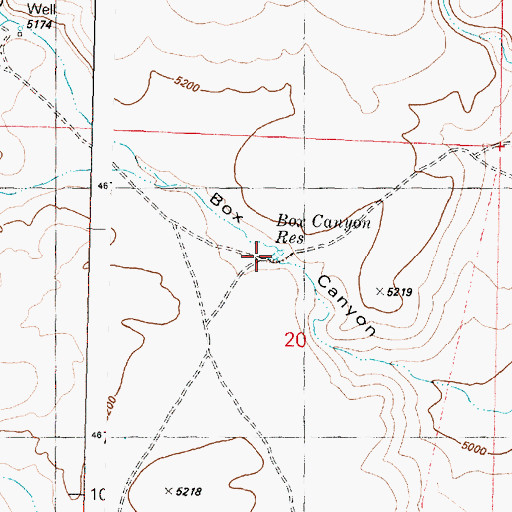 Topographic Map of Box Canyon Reservoir, OR