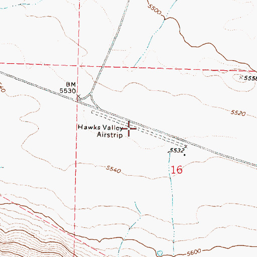 Topographic Map of Hawks Valley Airstrip (historical), OR